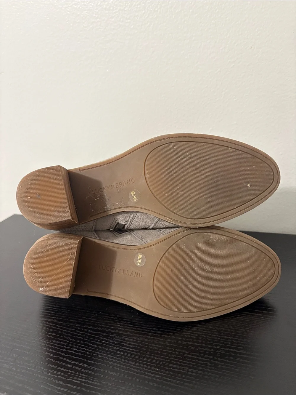 Lucky Brand Taupe Suede Cutout Ankle Booties